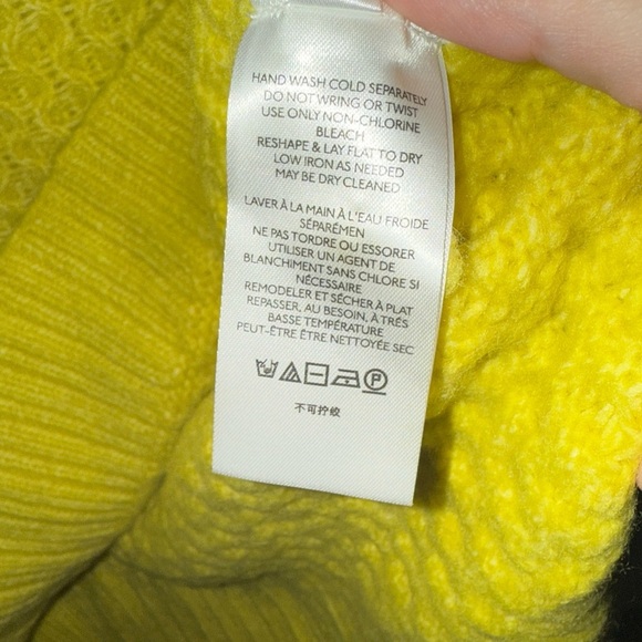 Anthropologie Bia Sweater Women's Medium Yellow Alpaca Wool Blend Cable Knit XS - Picture 10 of 12